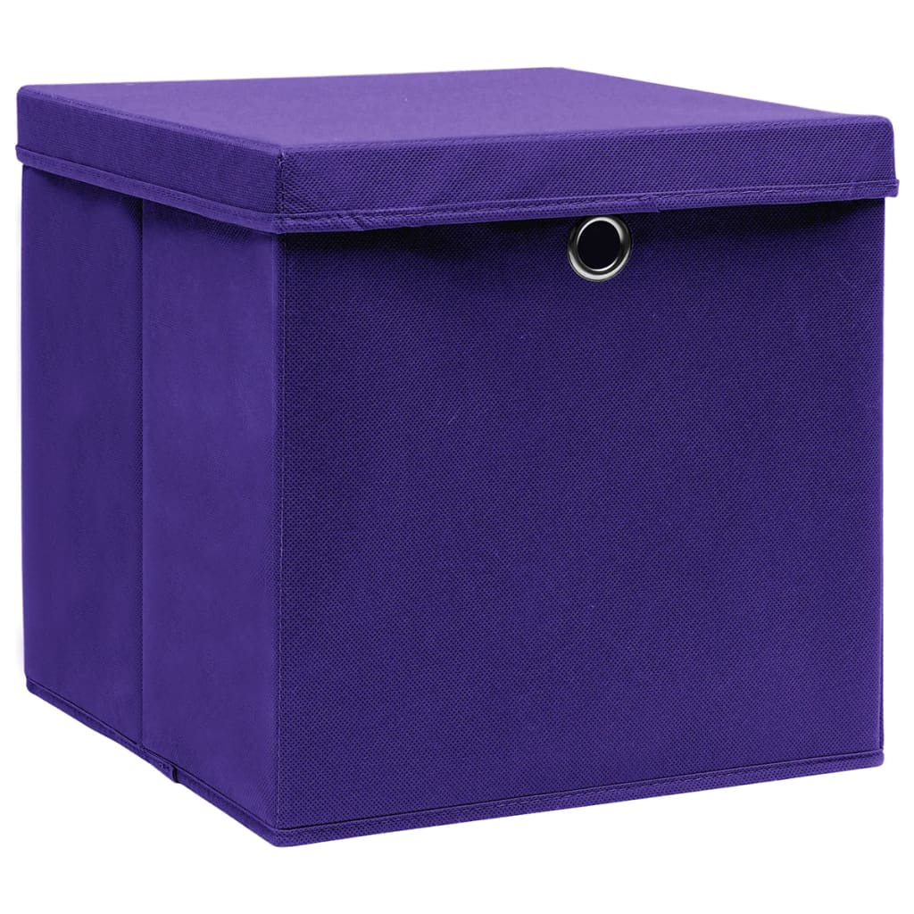 VidaXL Aufbewahrungsboxen mit Deckel, 4 Stück, 28 x 28 x 28 cm, Lila