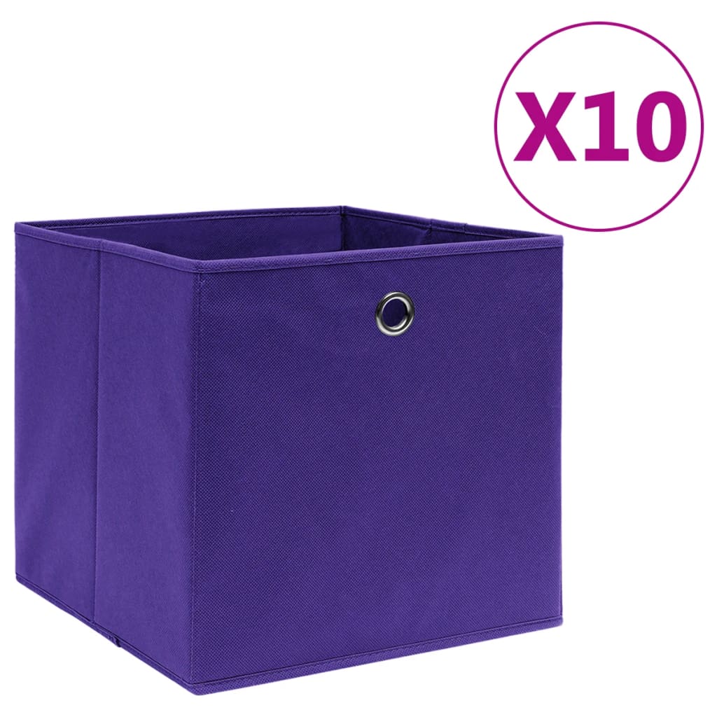 VidaXL Aufbewahrungsboxen, 10 Stück, 28 x 28 x 28 cm, Vliesstoff, Lila