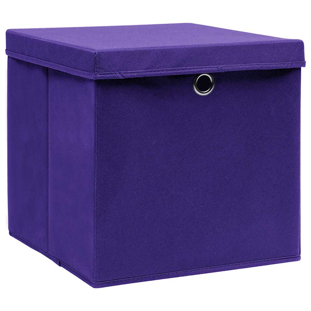 Vidaxxl -Speicherboxen mit Deckel 10 ST 28x28x28 cm lila