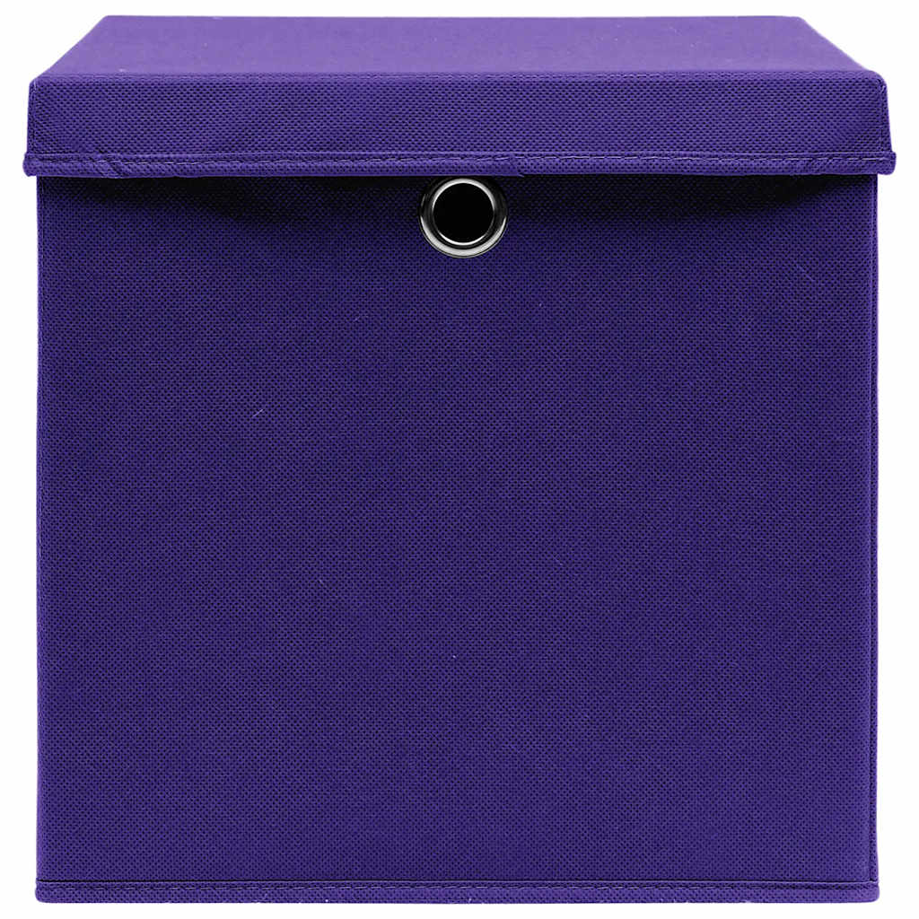 Vidaxxl -Speicherboxen mit Deckel 10 ST 28x28x28 cm lila