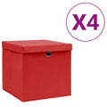 VidaXL Aufbewahrungsboxen mit Deckel, 4 Stück, 28 x 28 x 28 cm, Rot
