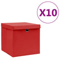 VIDAXL -Speicherboxen mit Deckel 10 Stück 28x28x28 cm rot