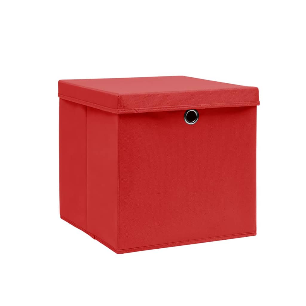 VIDAXL -Speicherboxen mit Deckel 10 Stück 28x28x28 cm rot