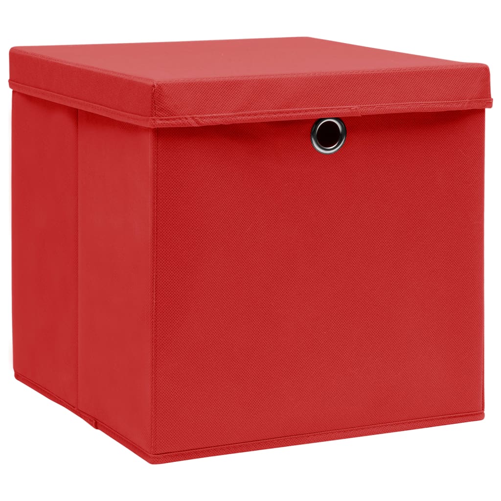VIDAXL -Speicherboxen mit Deckel 10 Stück 28x28x28 cm rot