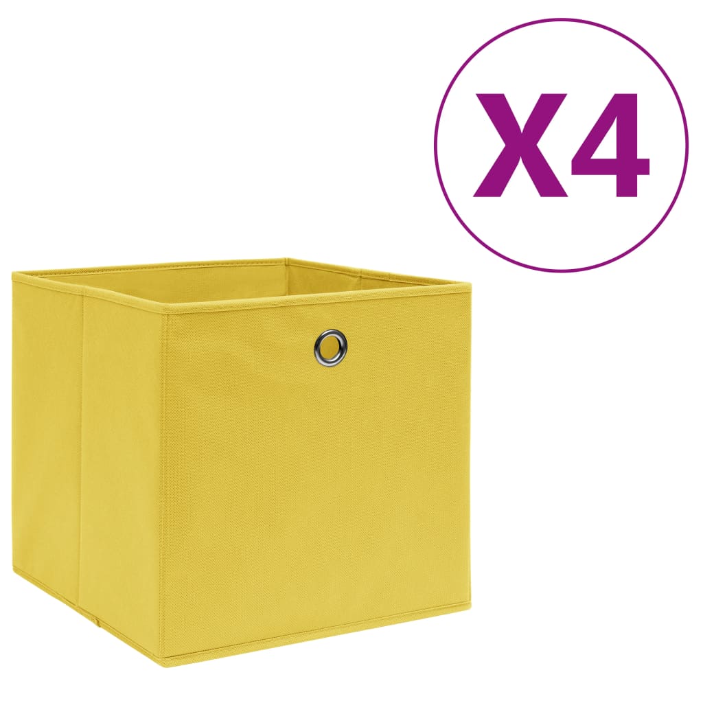 VidaXL Aufbewahrungsboxen, 4 Stück, 28 x 28 x 28 cm, Vliesstoff, Gelb