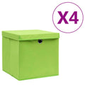 VidaXL Aufbewahrungsboxen mit Deckel, 4 Stück, 28 x 28 x 28 cm, Grün