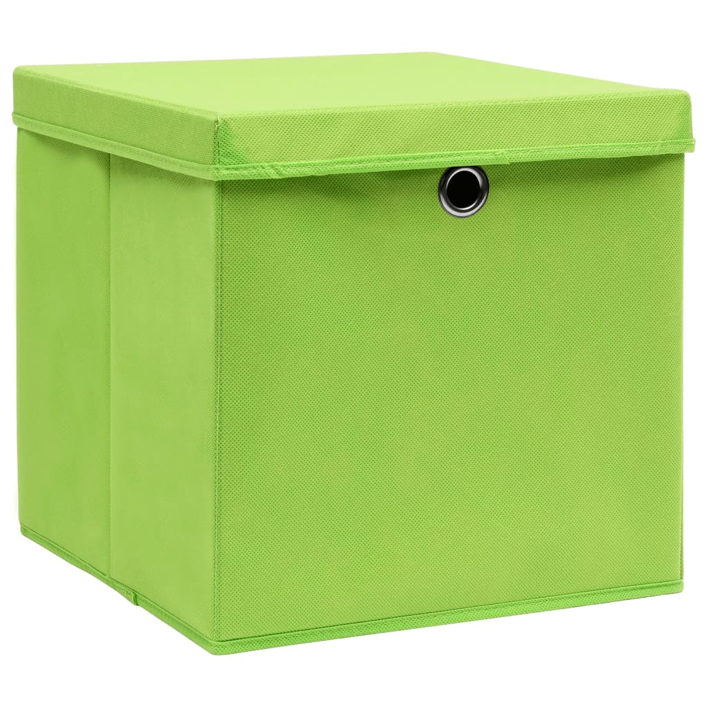 Vidaxxl -Speicherboxen mit Deckel 10 ST 28x28x28 cm Grün