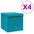 VidaXL Aufbewahrungsboxen mit Deckel, 4 Stück, 28 x 28 x 28 cm, Babyblau
