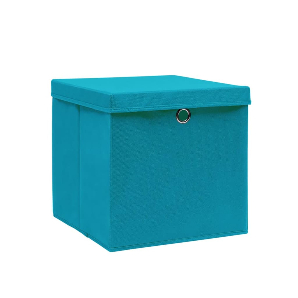 VidaXL Aufbewahrungsboxen mit Deckel, 4 Stück, 28 x 28 x 28 cm, Babyblau