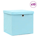 Vidaxl opbergboxen met deksel 10 st 28x28x28 cm babyblauw