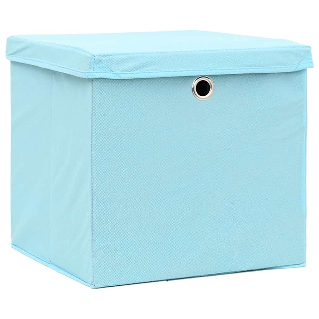 Vidaxl opbergboxen met deksel 10 st 28x28x28 cm babyblauw