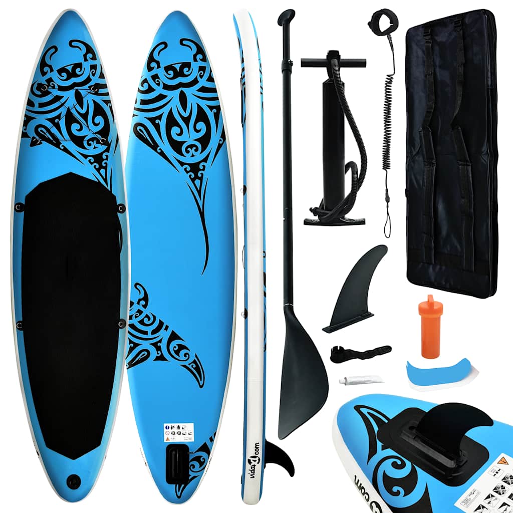 VidaXL Stand-Up-Paddleboard-Set mit Blasbar 320x76x15 cm blau