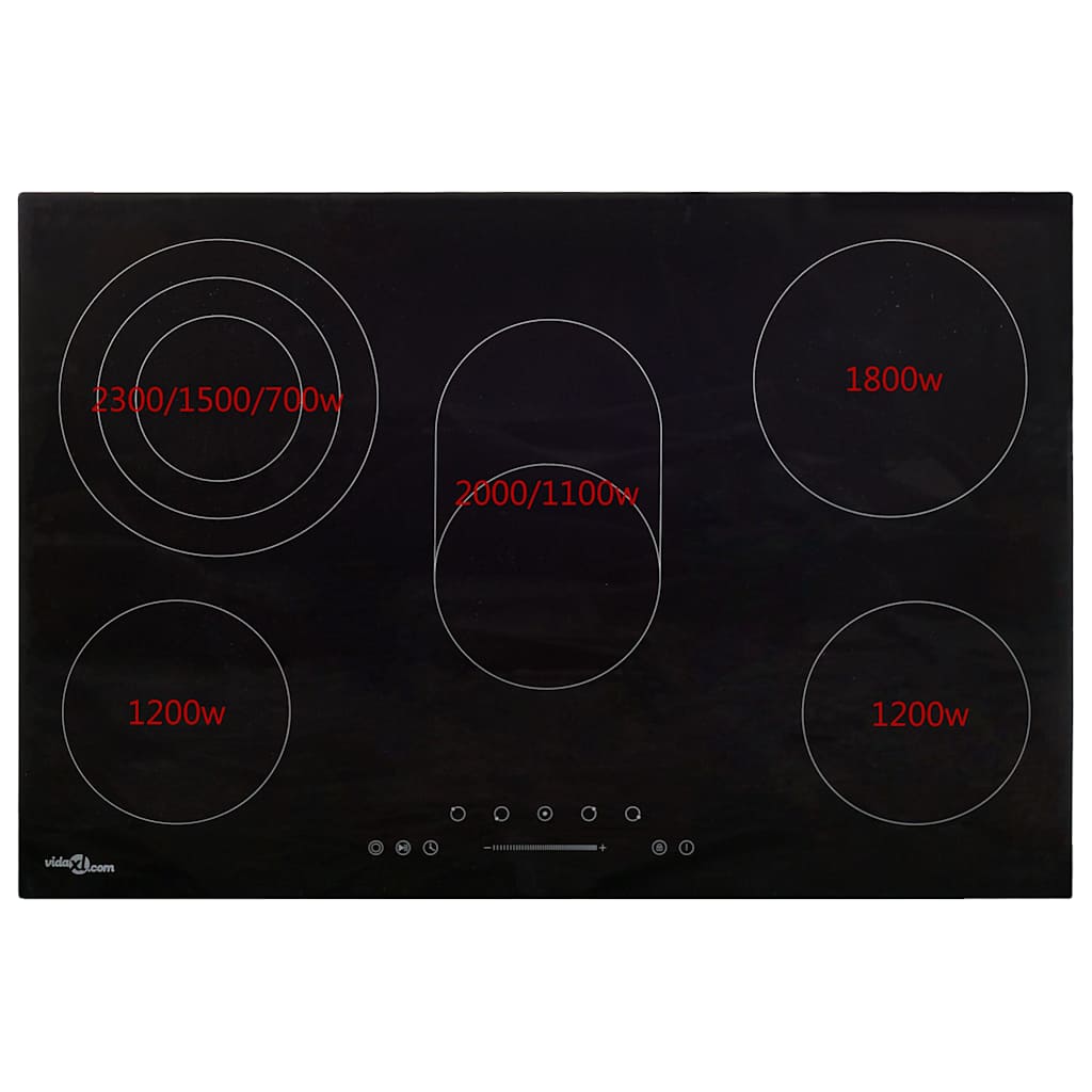 Vidaxl keramische kookplaat 5 kookzones aanraakbediening 8500 w 90 cm