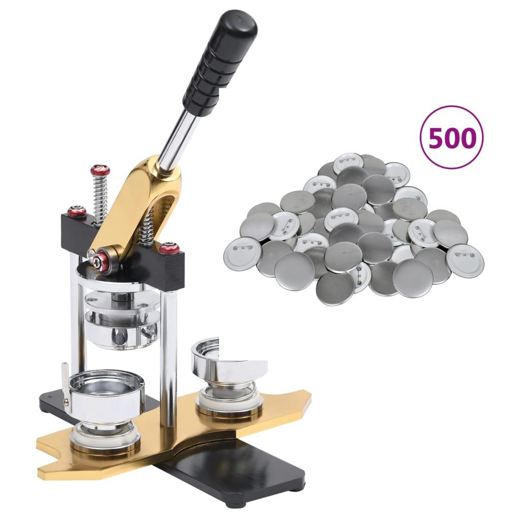 Vidaxl buttonmachine draaipunch met 500 st buttononderdelen 58 mm