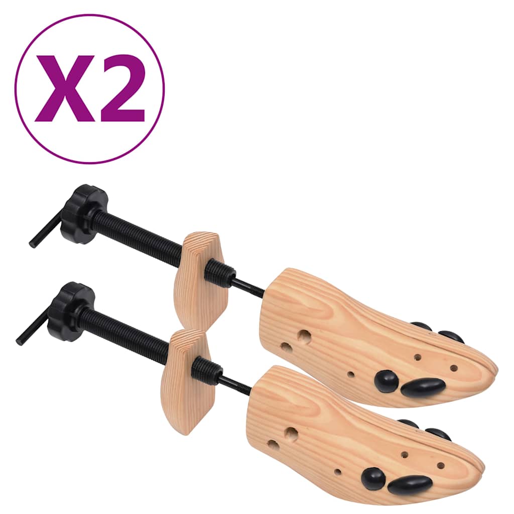 VidaXL Schuhspanner, 2 Paar, Größen 41–46, massives Kiefernholz