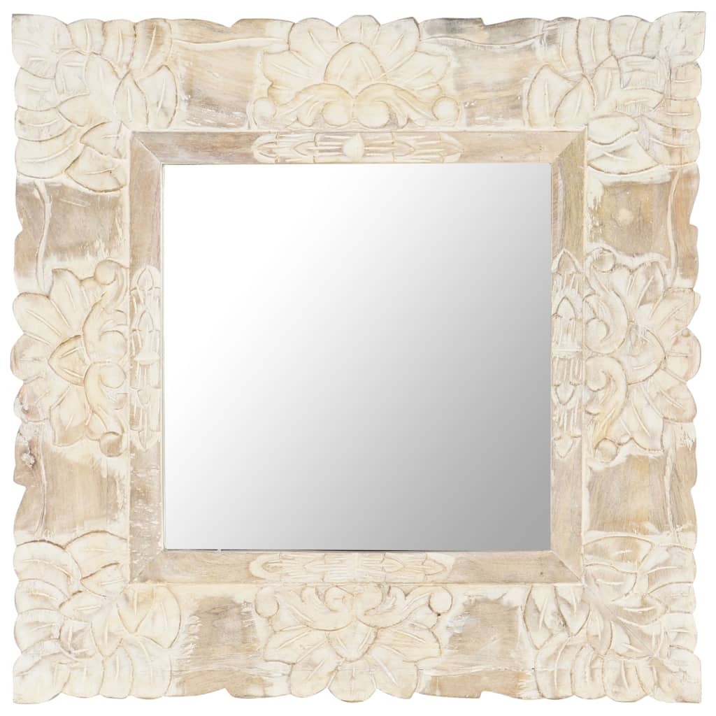 VidaXL Spiegel 50x50 cm Festes Mangoholz weiß