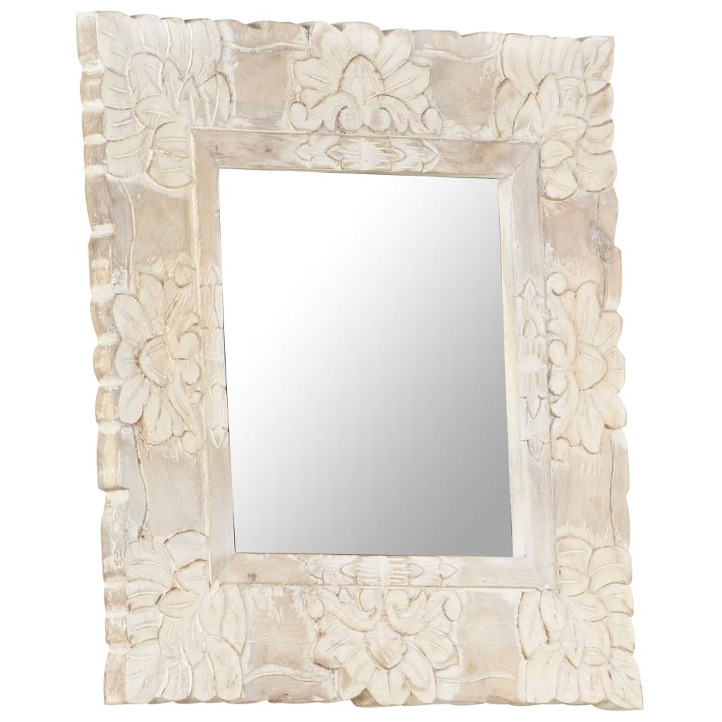 VidaXL Spiegel 50x50 cm Festes Mangoholz weiß