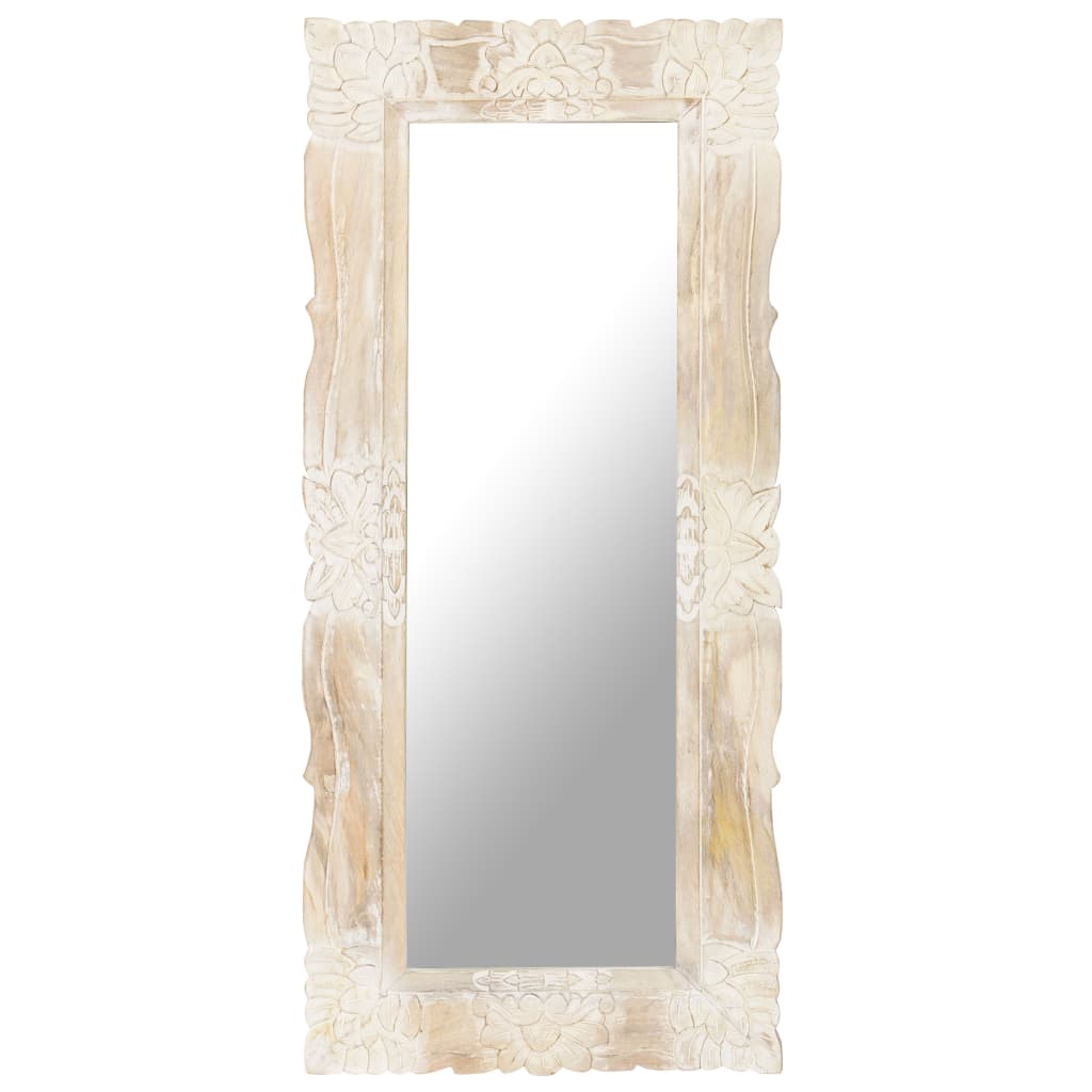 VidaXL Spiegel 110x50 cm Festes Mangoholz weiß