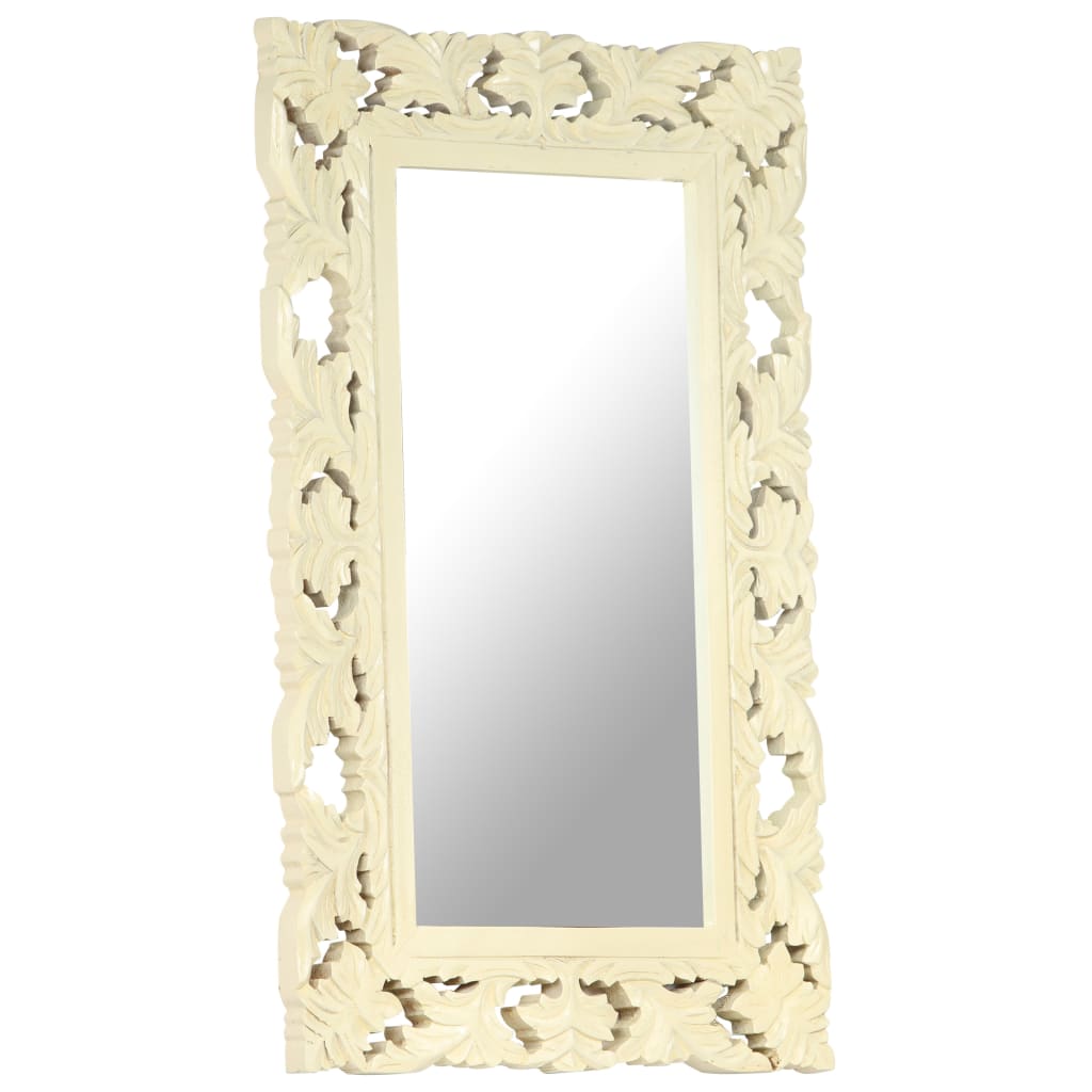 Vidaxx Spiegel Hand -Schnitt 80x50 cm Festes Mangoholz Weiß
