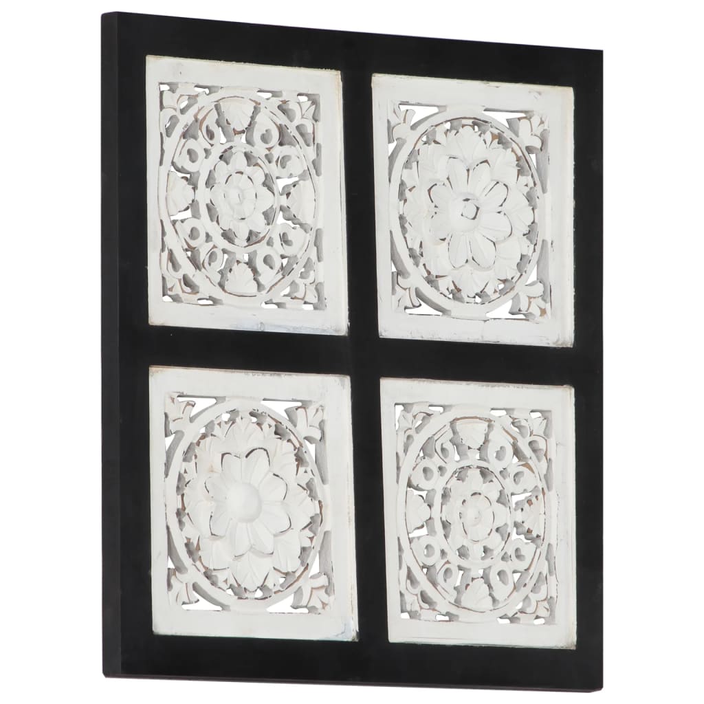 VidaXL Wandpaneel, handgeschnitzt, 40 x 40 x 1,5 cm, MDF, schwarz-weiß