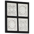 VidaXL Wandpaneel, handgeschnitzt, 40 x 40 x 1,5 cm, MDF, schwarz-weiß