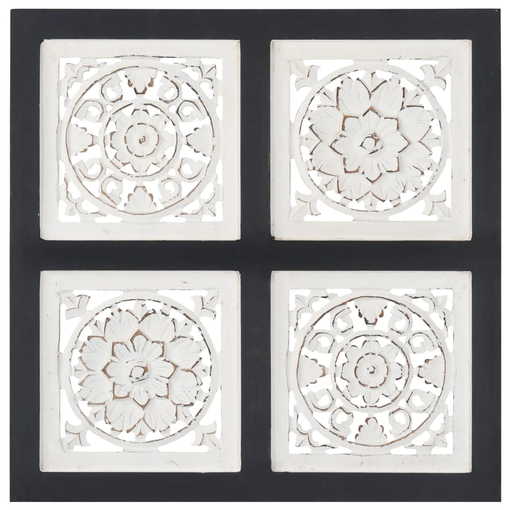 VidaXL Wandpaneel, handgeschnitzt, 40 x 40 x 1,5 cm, MDF, schwarz-weiß