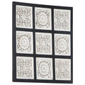 VidaXL Wandpaneel, handgeschnitzt, 60 x 60 x 1,5 cm, MDF, schwarz-weiß