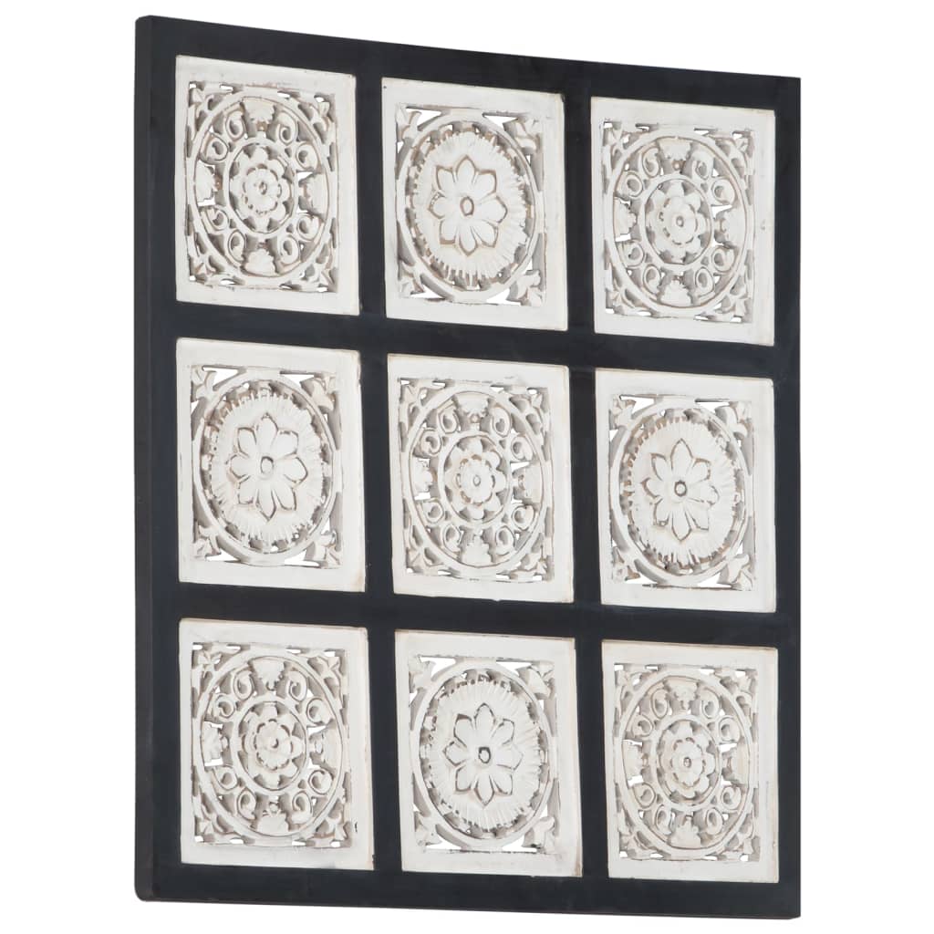 VidaXL Wandpaneel, handgeschnitzt, 60 x 60 x 1,5 cm, MDF, schwarz-weiß