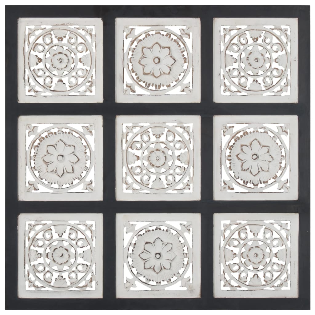 VidaXL Wandpaneel, handgeschnitzt, 60 x 60 x 1,5 cm, MDF, schwarz-weiß