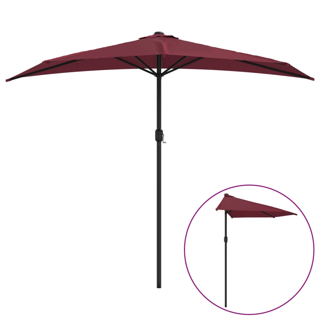 VidaXL Balkonschirm mit halber Aluminiumstange, 270 x 144 x 222 cm, Bordeauxrot