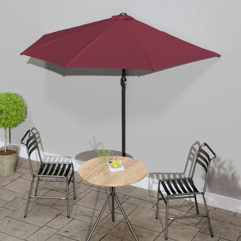 VidaXL Balkonschirm mit halber Aluminiumstange, 270 x 144 x 222 cm, Bordeauxrot