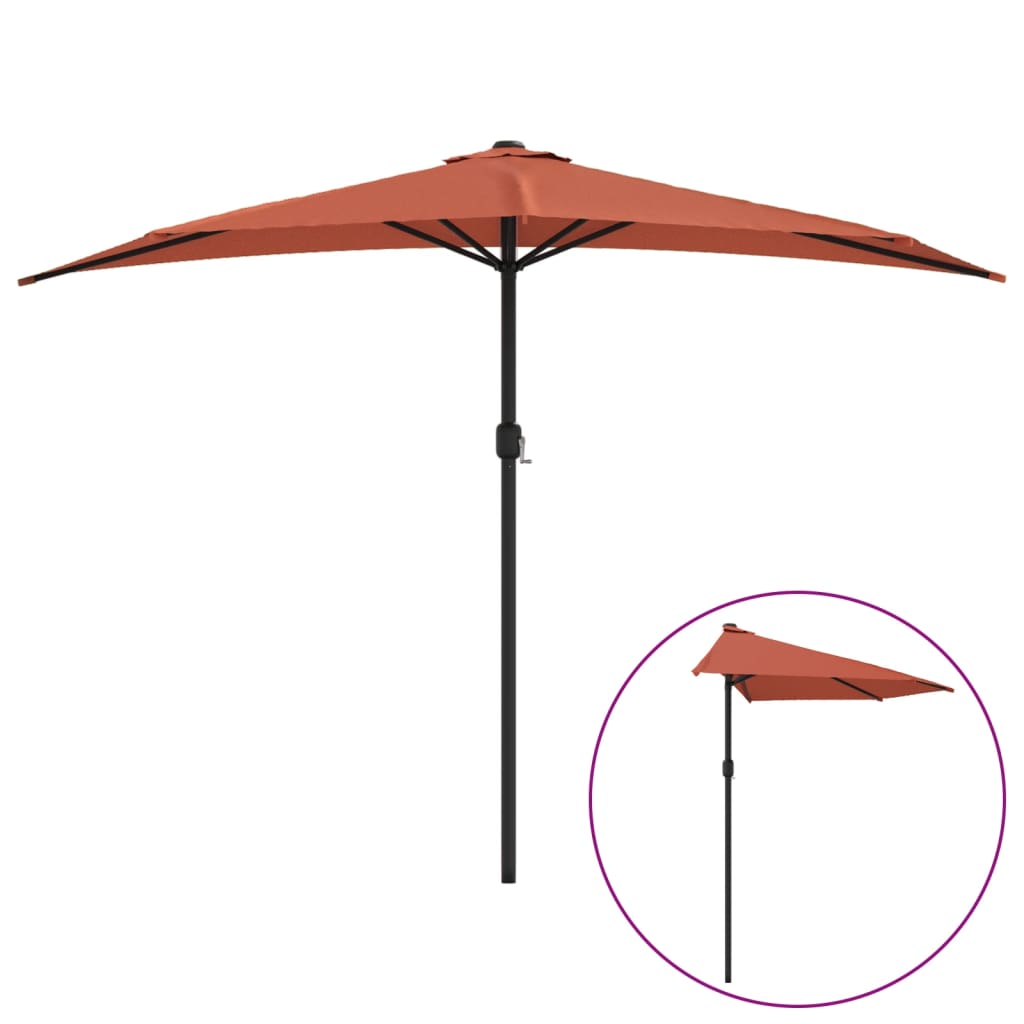 VidaXL Balkon-Sonnenschirm, halb mit Aluminiumstange, 300 x 155 x 223 cm, Terrakotta