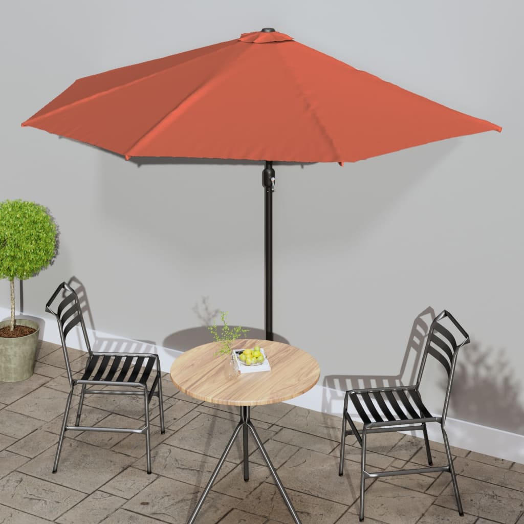 VidaXL Balkon-Sonnenschirm, halb mit Aluminiumstange, 300 x 155 x 223 cm, Terrakotta