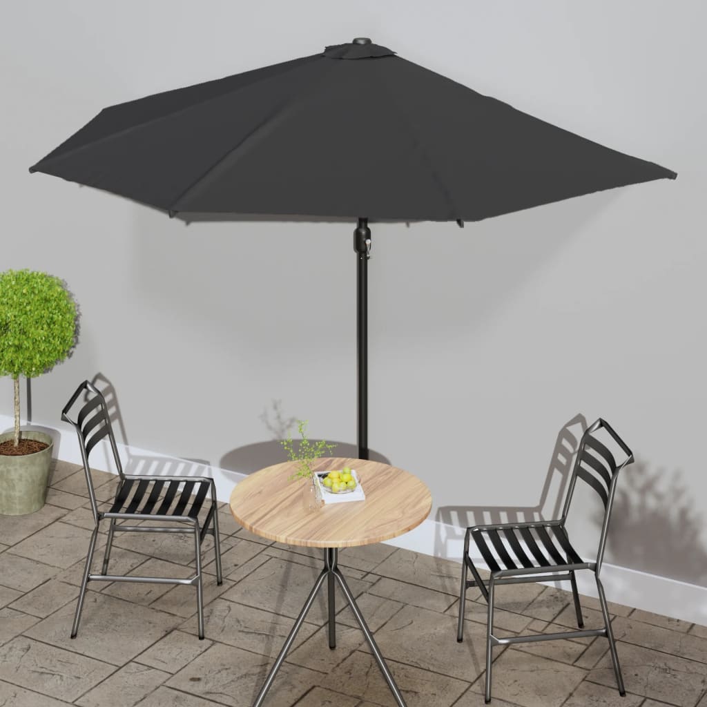 VidaXL Halbbalkonschirm mit Aluminiumstange 300x155x223 cm Schwarz
