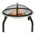 VidaXL Feuerschale und Grill 2-in-1 mit Schürhaken 56x56x49 cm Edelstahl