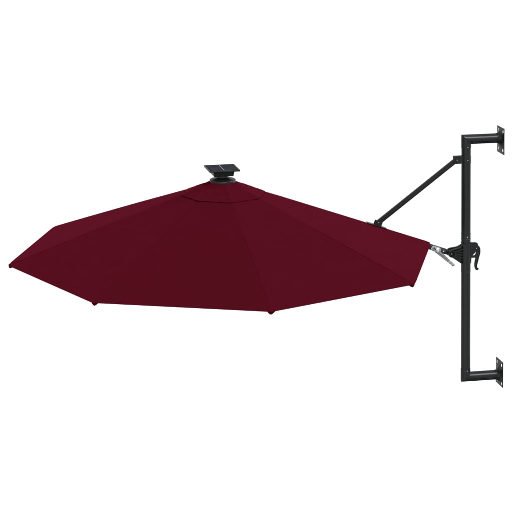 VidaXL Wand-Sonnenschirm mit LEDs 300 cm Bordeauxrot