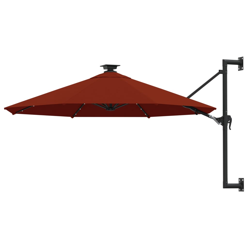 Vidaxl - Wand-Sonnenschirm mit LEDs, 300 cm, Terrakotta - lackiert