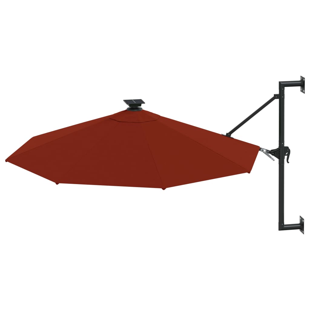 Vidaxl - Wand-Sonnenschirm mit LEDs, 300 cm, Terrakotta - lackiert