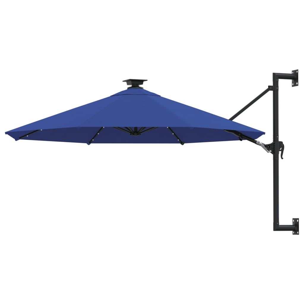 VidaXL Wand-Sonnenschirm mit LEDs, 300 cm, blau