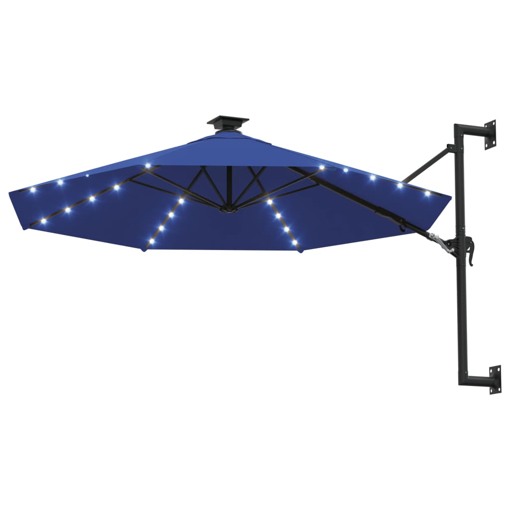 VidaXL Wand-Sonnenschirm mit LEDs, 300 cm, blau