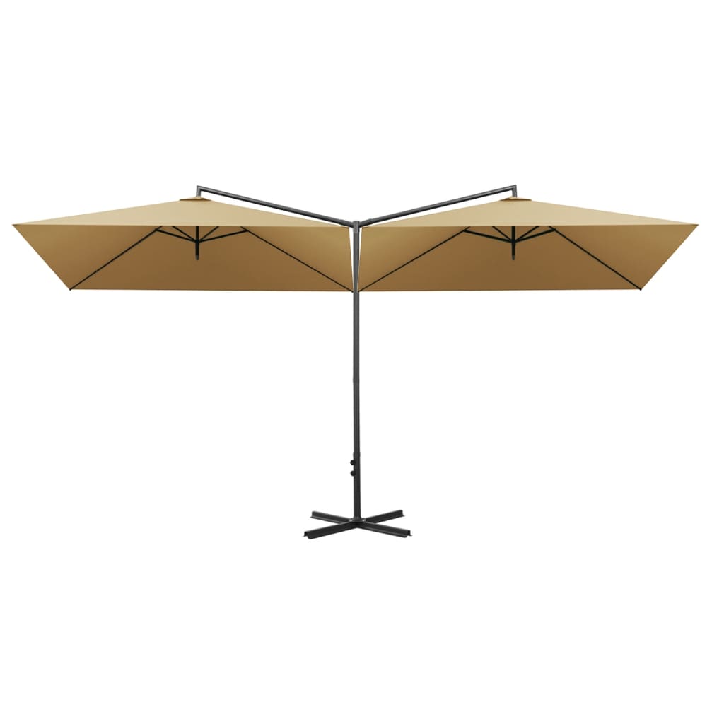 VidaXL Doppel-Sonnenschirm mit Stahlstange 600x300 cm Taupe