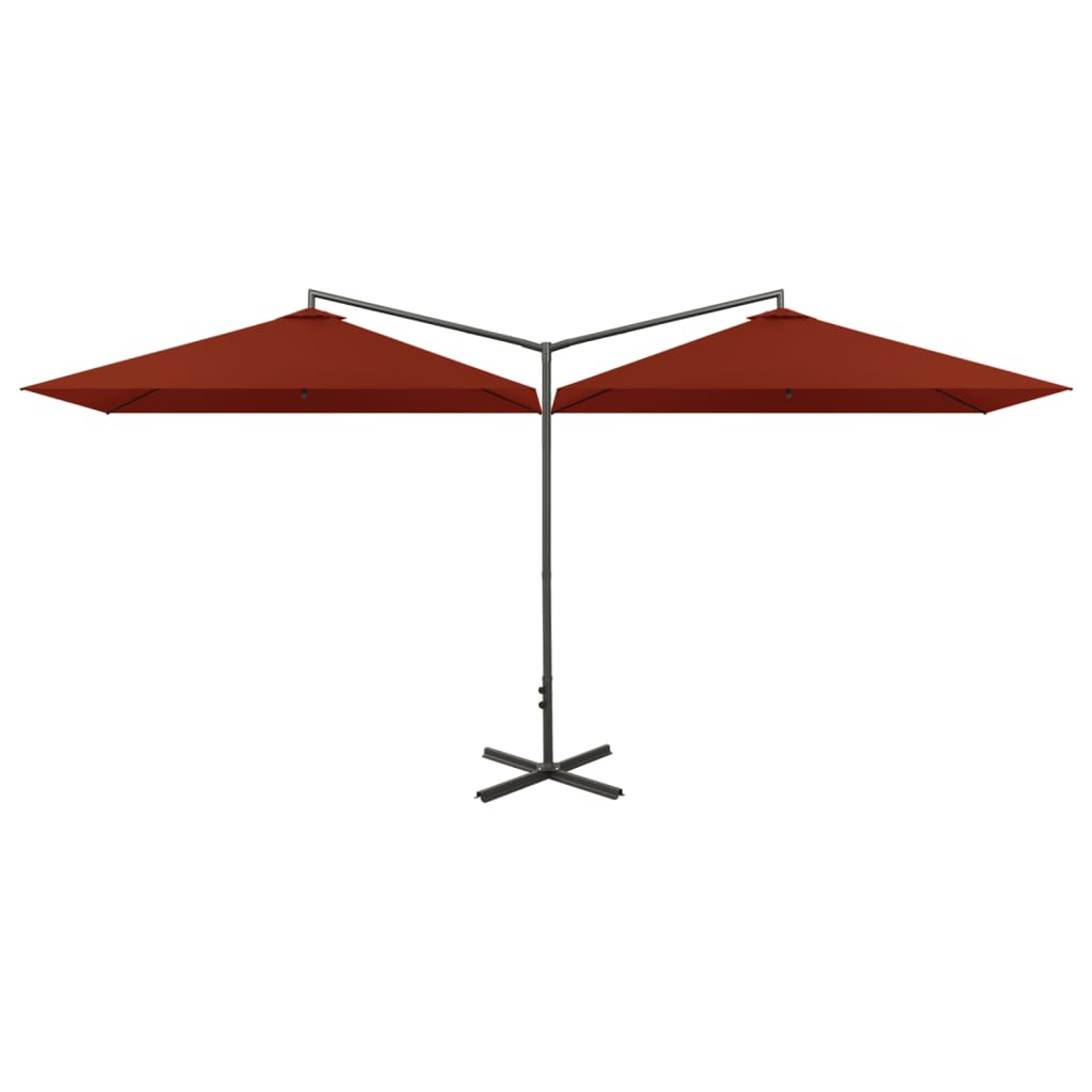 Vidaxx Sonnenschirm Double mit Stahlpol 600x300 cm Terrakotta -gelöscht
