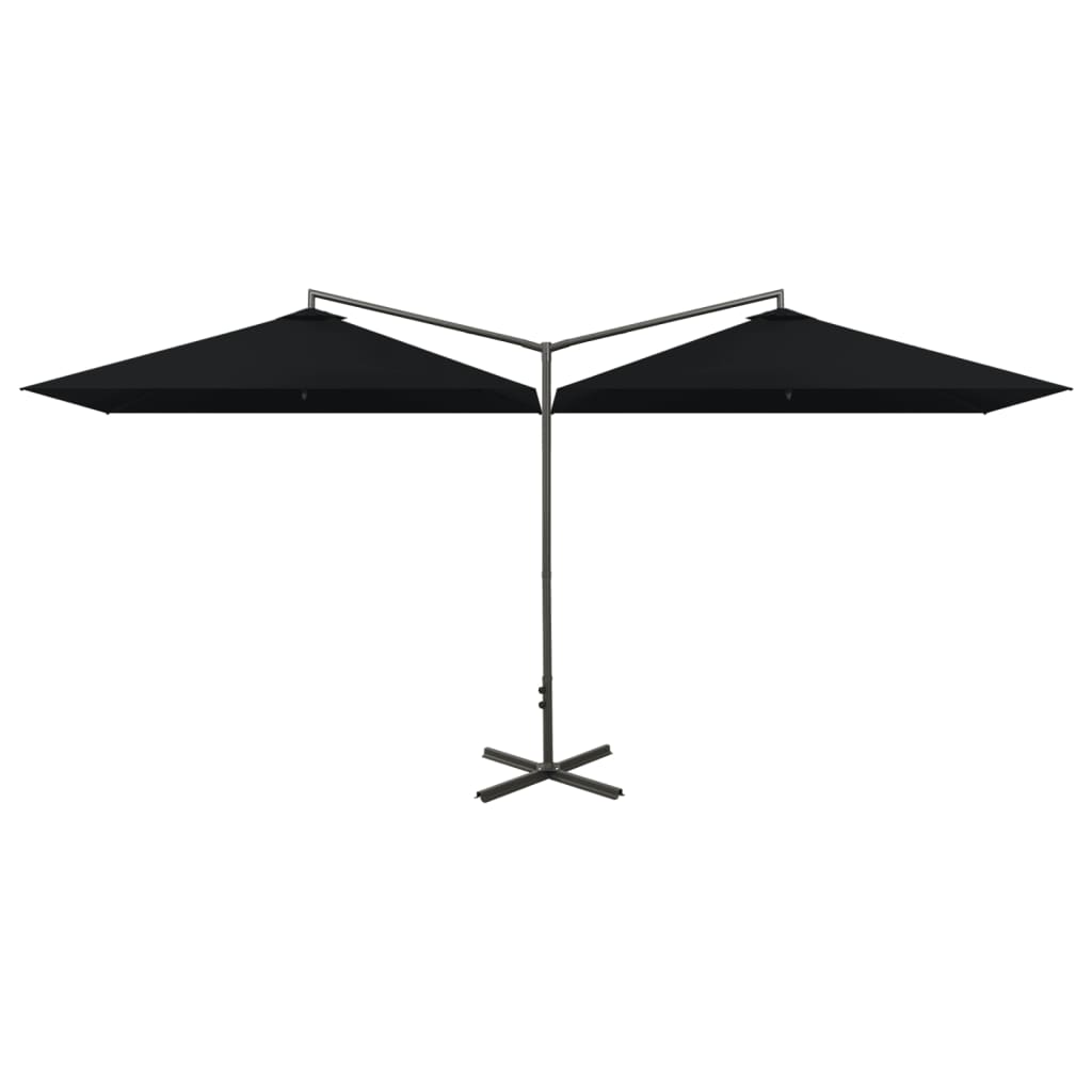VidaXL Sonnenschirm Doppel mit Stahlstange 600x300 cm Schwarz