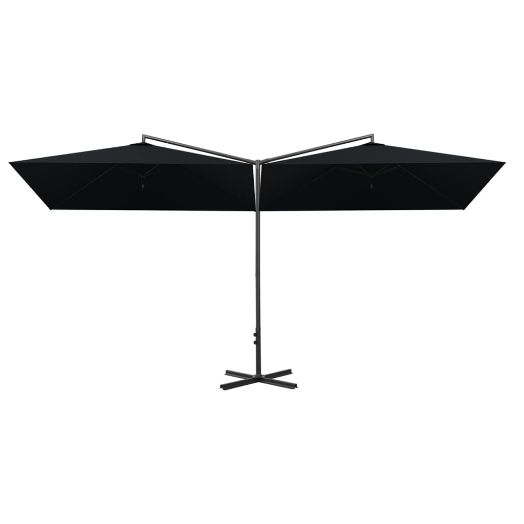 VidaXL Sonnenschirm Doppel mit Stahlstange 600x300 cm Schwarz
