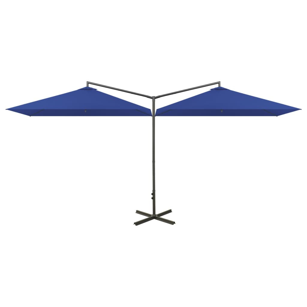 VidaXL Sonnenschirm Doppel mit Stahlstange 600x300 cm Azurblau