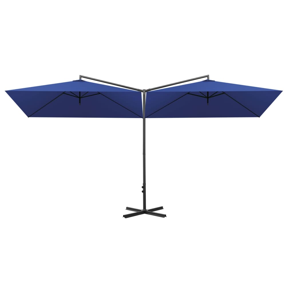 VidaXL Sonnenschirm Doppel mit Stahlstange 600x300 cm Azurblau