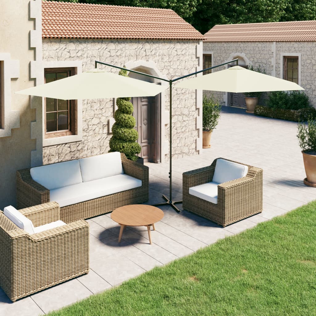 VidaXL Doppel-Sonnenschirm mit Stahlstange 600 cm sandfarben