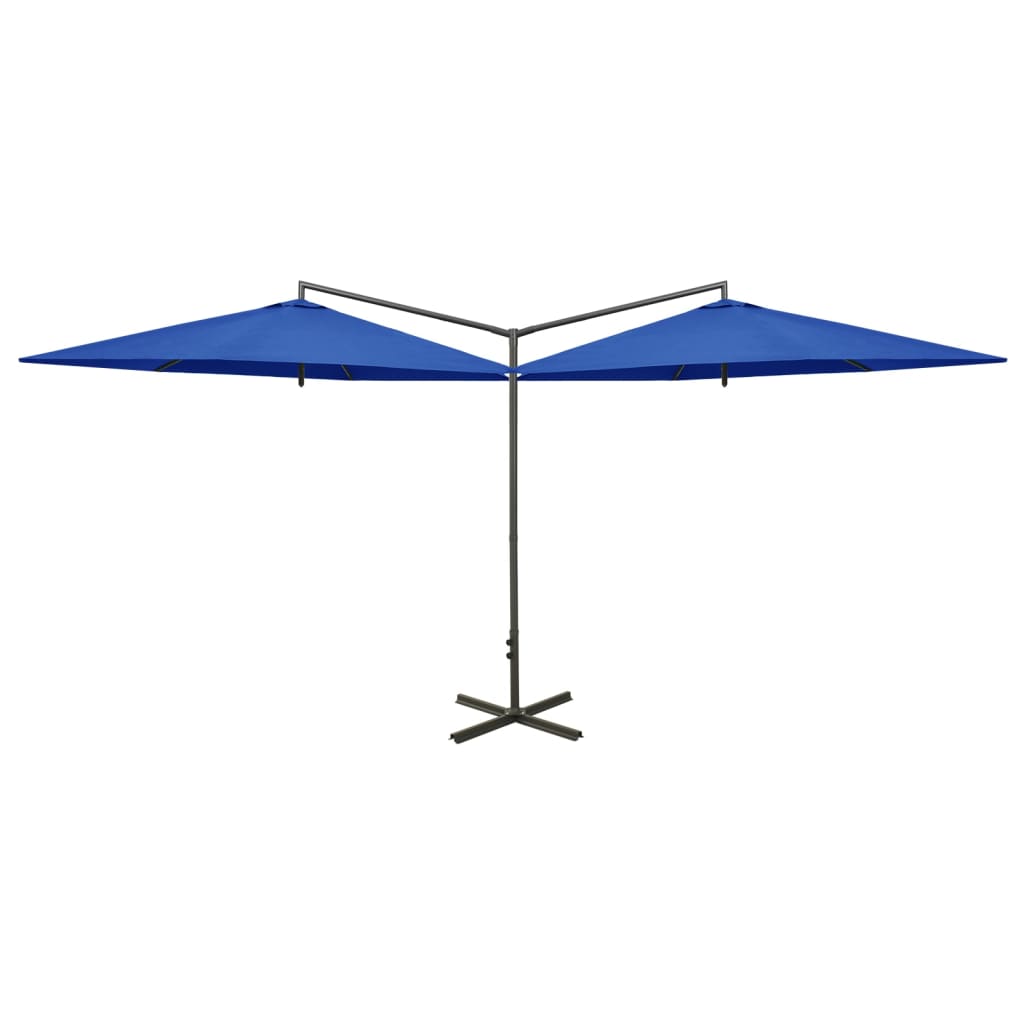VidaXL Doppel-Sonnenschirm mit Stahlstange 600 cm Azurblau