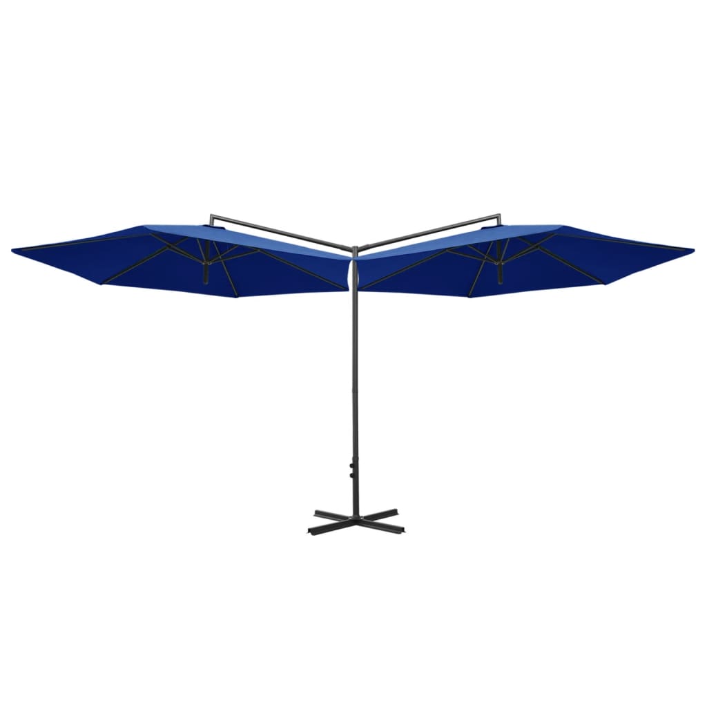 VidaXL Doppel-Sonnenschirm mit Stahlstange 600 cm Azurblau