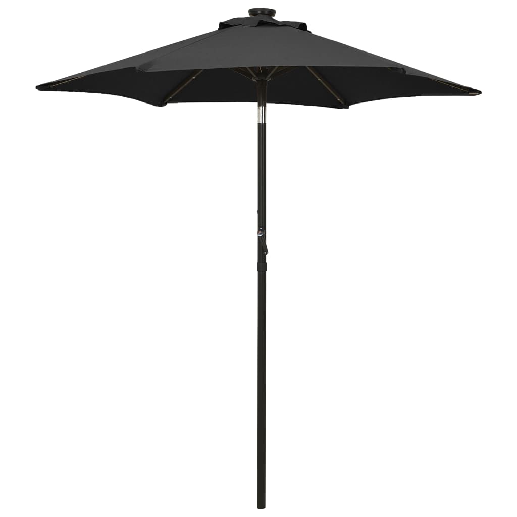 VidaXL Sonnenschirm mit LED-Beleuchtung 200x211 cm Aluminium Schwarz